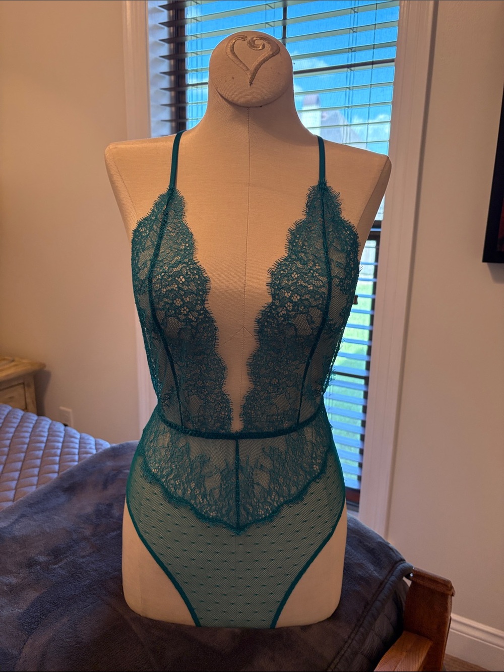 Victoria's Secret Teal Lace Plunge Teddy